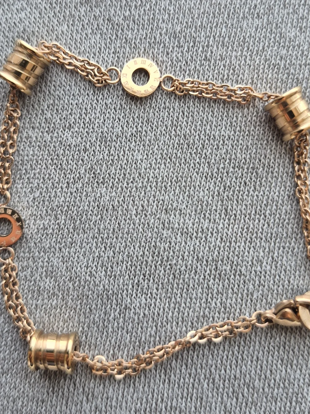 Rose Gold Multi-Chain Cylinder Accent Bracelet